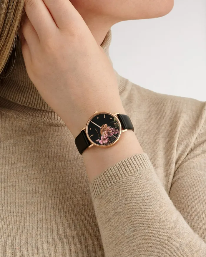 Women MARBELE 8211 Phylipa Romance Floral Dial Leather Strap Watch Black Ted Baker Watches Women MARBELE 8211 Phylipa Romance Floral Dial Leather Strap Watch Black Ted Baker Watches