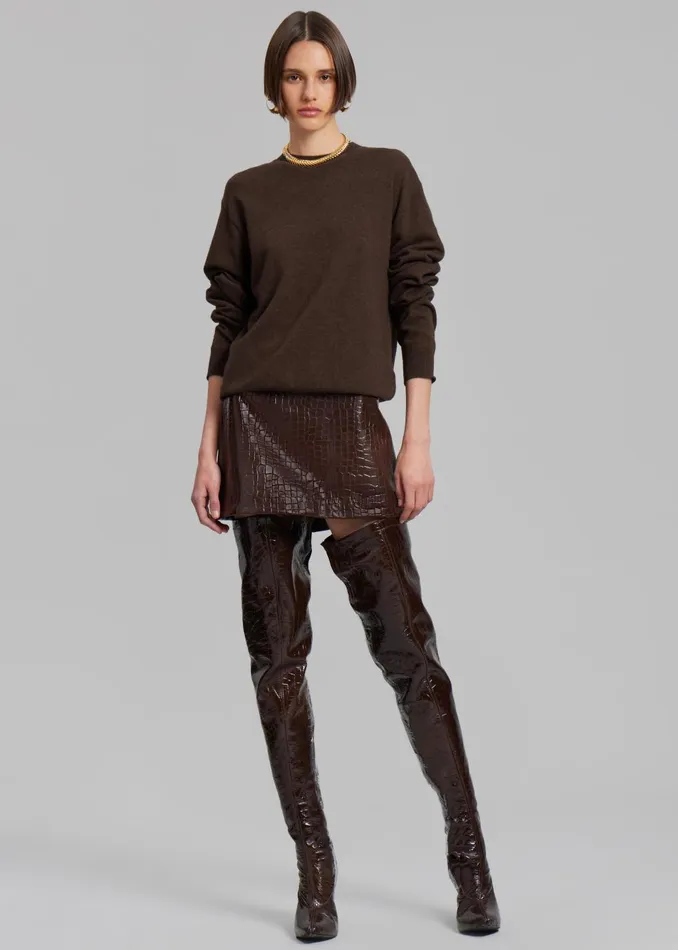 Women Mary CrocEffect Mini Skirt 8211 Brown The Frankie Shop Bottoms