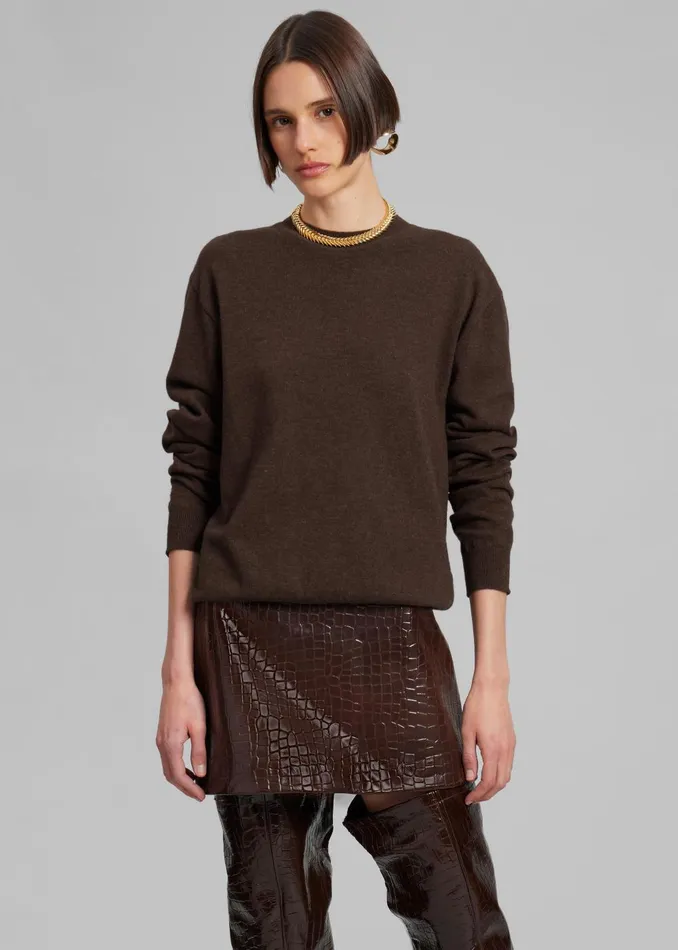 Women Mary CrocEffect Mini Skirt 8211 Brown The Frankie Shop Bottoms