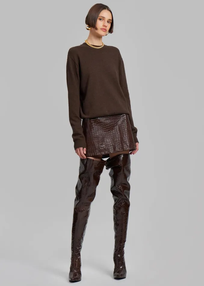 Women Mary CrocEffect Mini Skirt 8211 Brown The Frankie Shop Bottoms