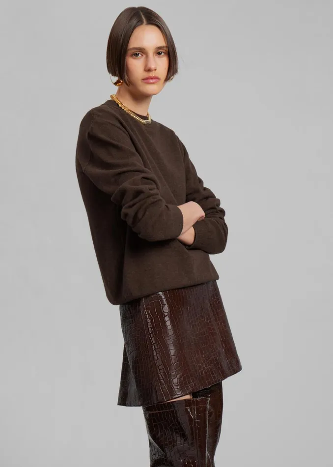 Women Mary CrocEffect Mini Skirt 8211 Brown The Frankie Shop Bottoms