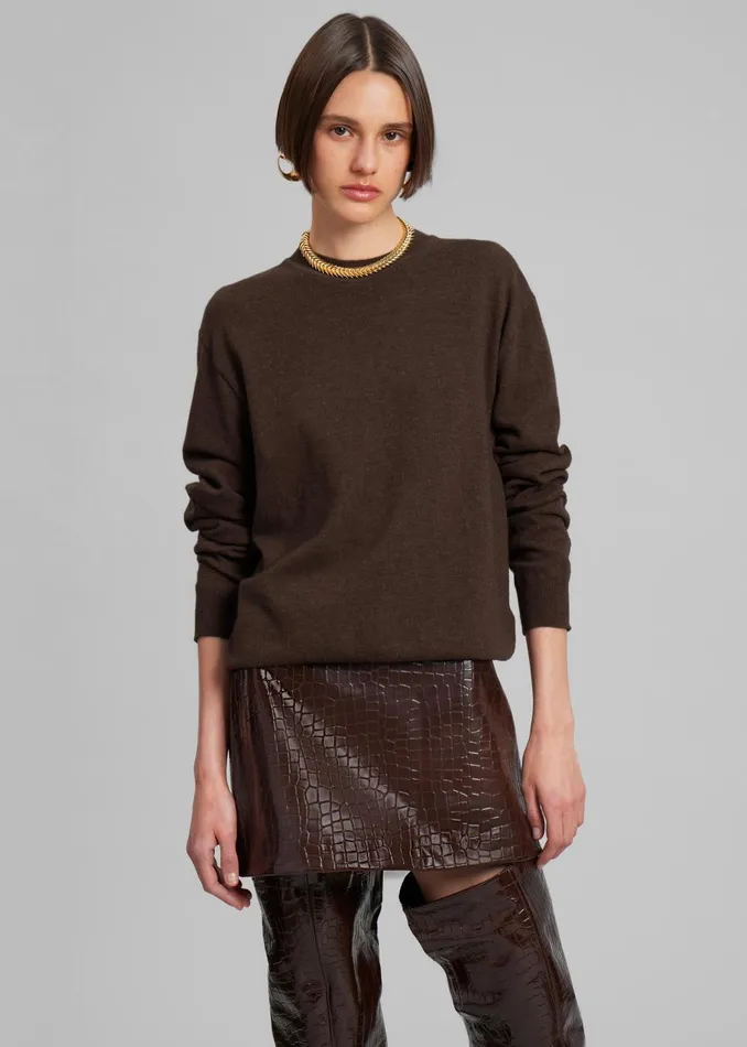 Women Mary CrocEffect Mini Skirt 8211 Brown The Frankie Shop Bottoms