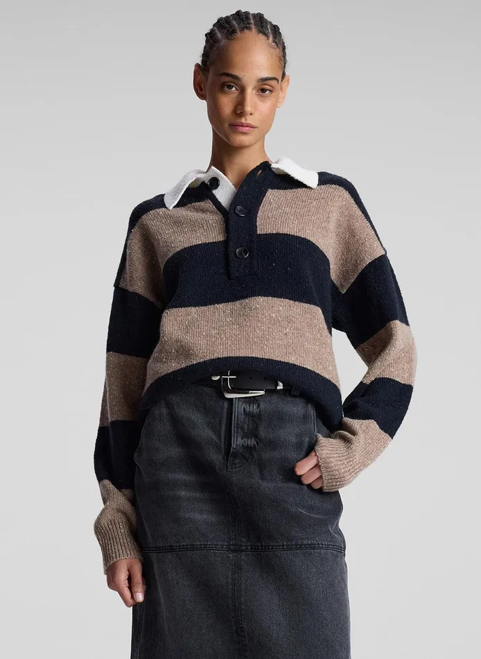 Women Mason Wool Cashmere Sweater Navy Milk Tea ALC Knitwear
