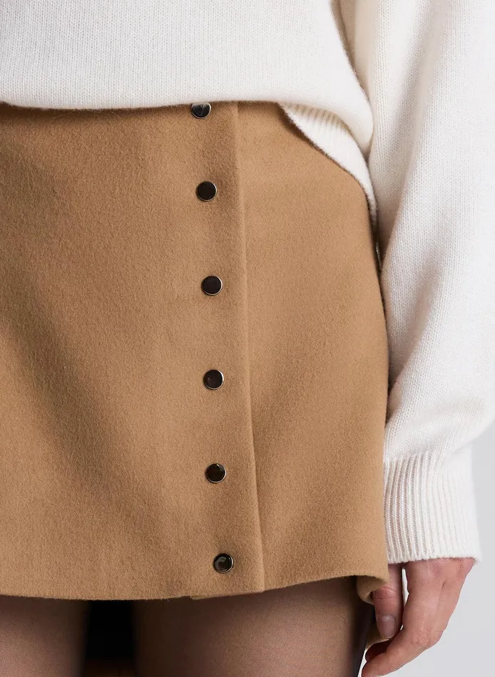 Women May Wool Cashmere Mini Skirt Camel ALC Bottoms