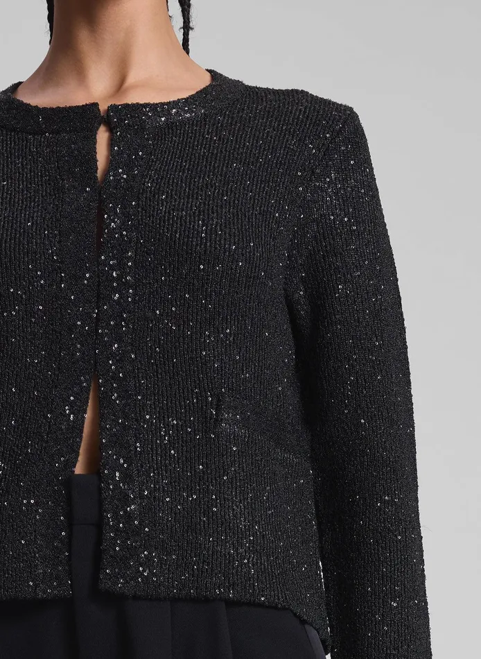 Women Meg Sequin Embellished Cardigan Blackblack ALC Knitwear