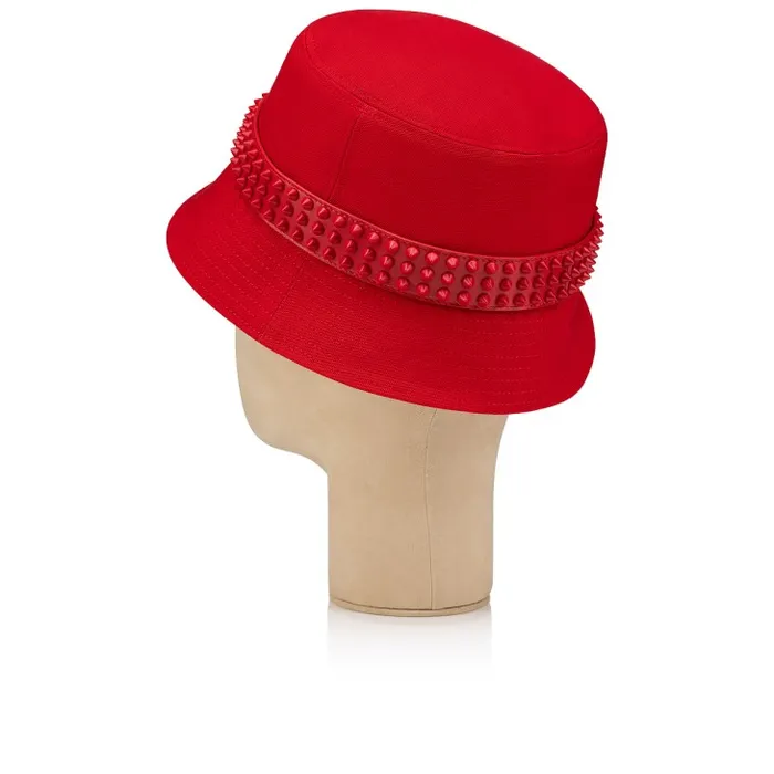 WomenMen Bobino Spikes Bucket Hat 8211 Canva And Spikes 8211 Loubi Christian Louboutin Hats