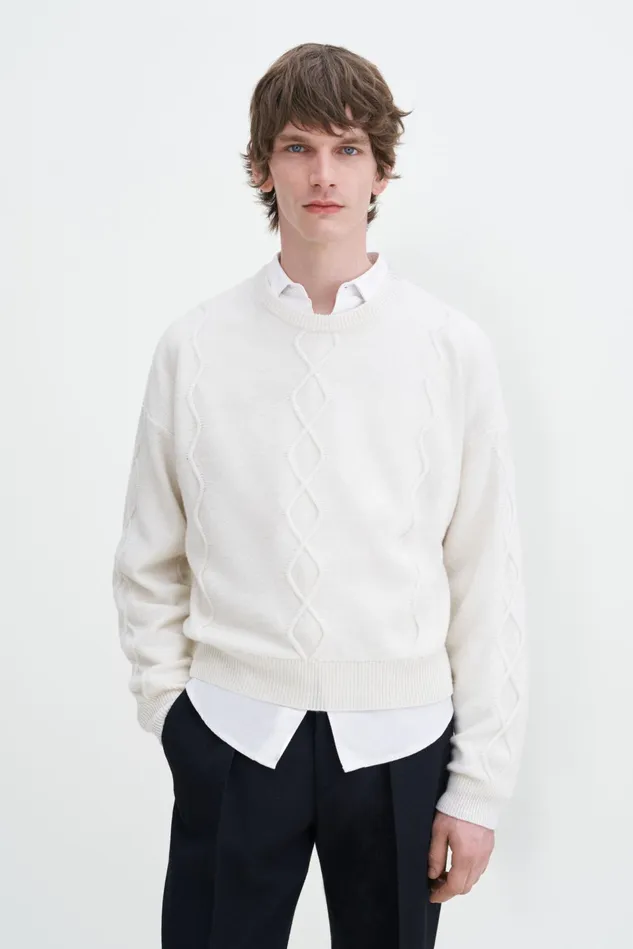 WomenMen Diamond Cable Sweater Off White Filippa K Knitwear