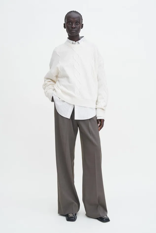 WomenMen Diamond Cable Sweater Off White Filippa K Knitwear