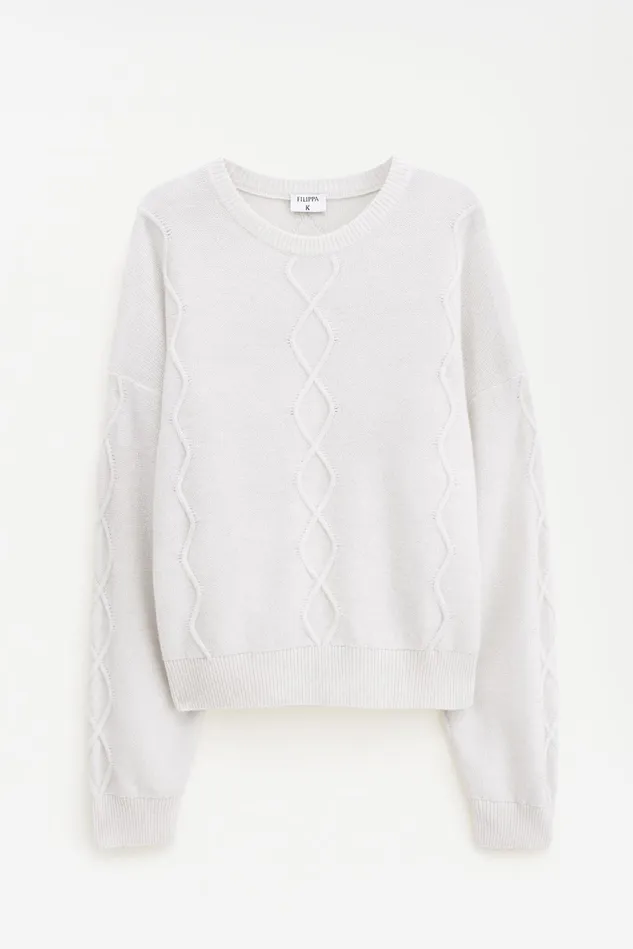 WomenMen Diamond Cable Sweater Off White Filippa K Knitwear