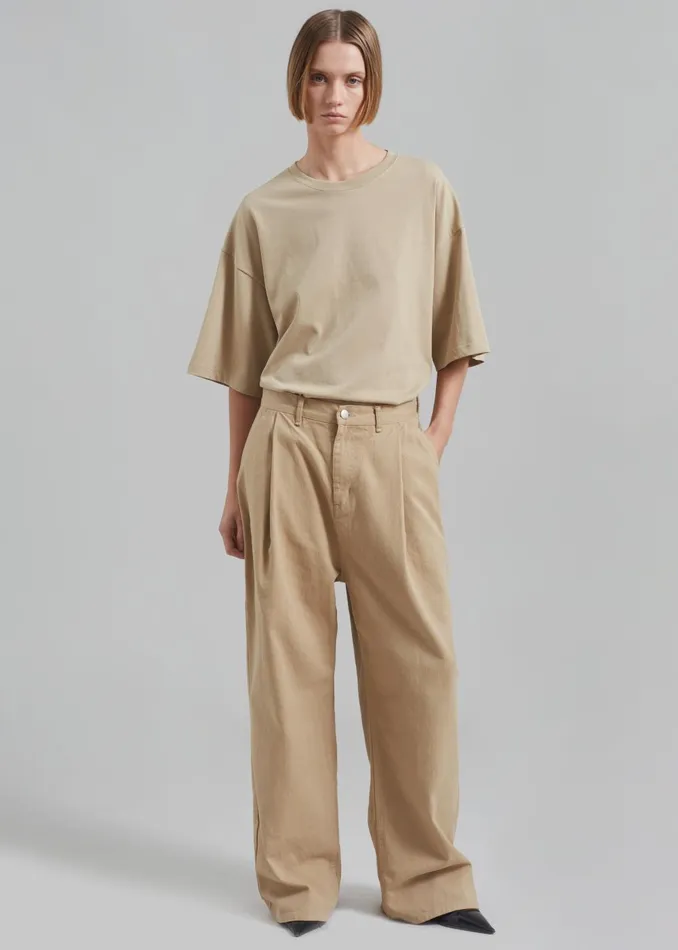 WomenMen Drew Denim Pants 8211 Beige The Frankie Shop Bottoms
