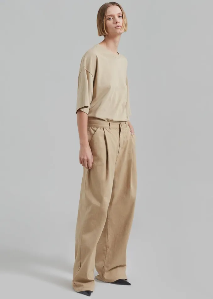 WomenMen Drew Denim Pants 8211 Beige The Frankie Shop Bottoms