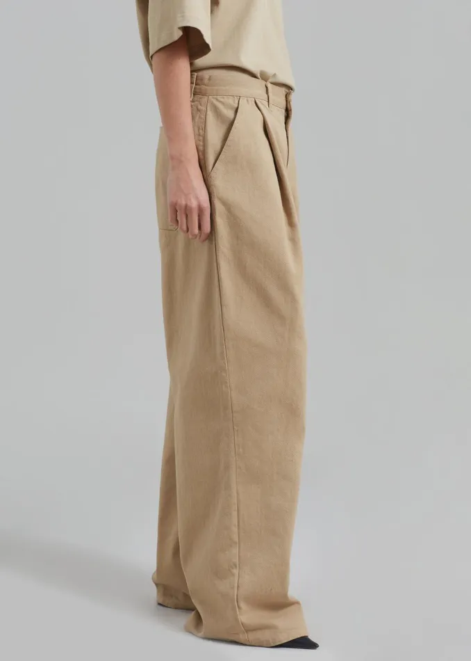 WomenMen Drew Denim Pants 8211 Beige The Frankie Shop Bottoms