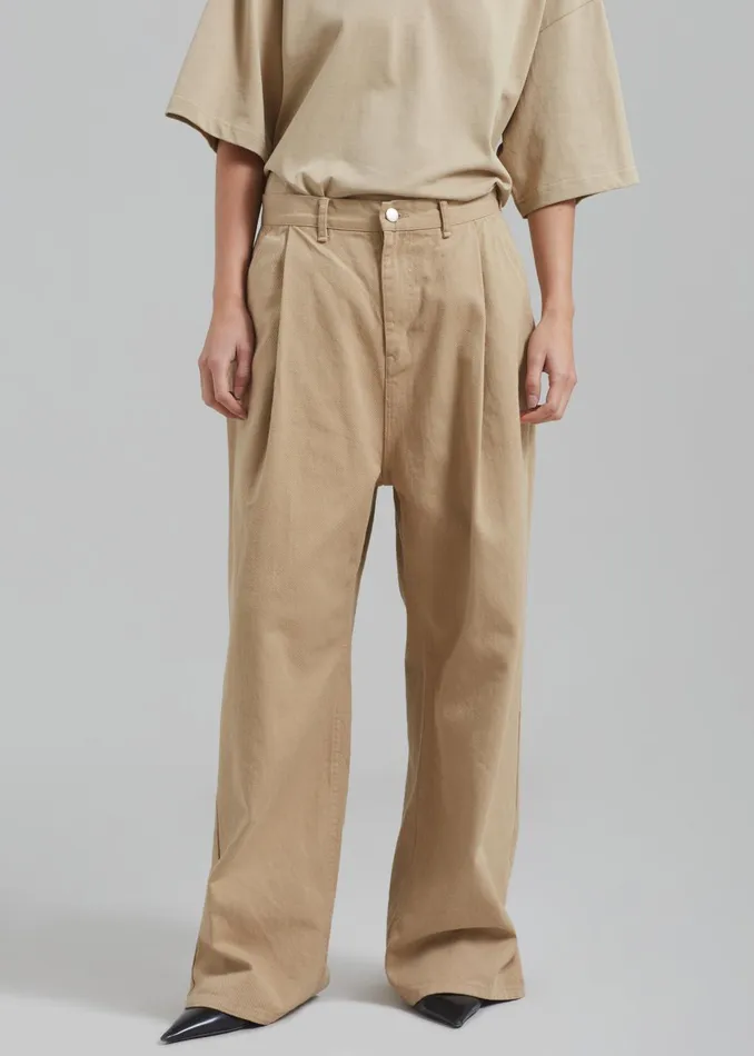 WomenMen Drew Denim Pants 8211 Beige The Frankie Shop Bottoms