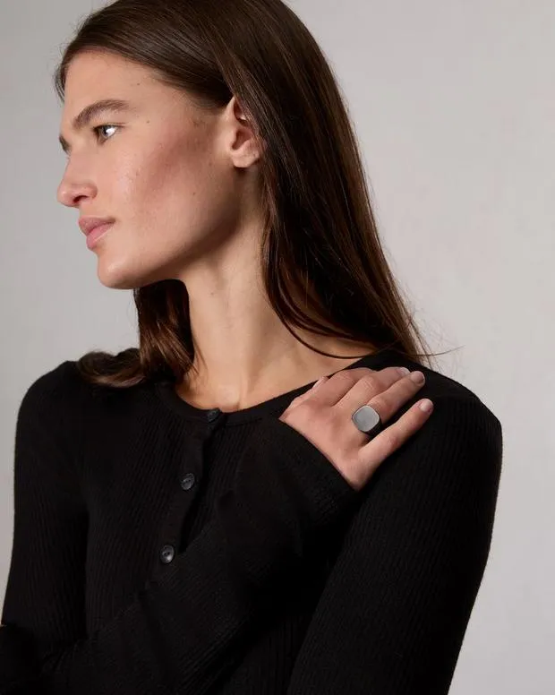 WomenMen Jewelry Rag and Bone The Square Signet Ring Black Titanium