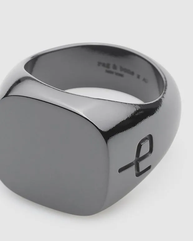 WomenMen Jewelry Rag and Bone The Square Signet Ring Black Titanium