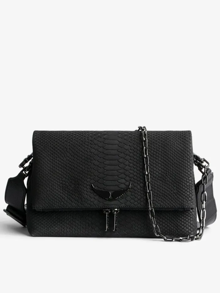 WomenMen Zadig and Voltaire Shoulder Bags Rocky Soft Savage Bag Black