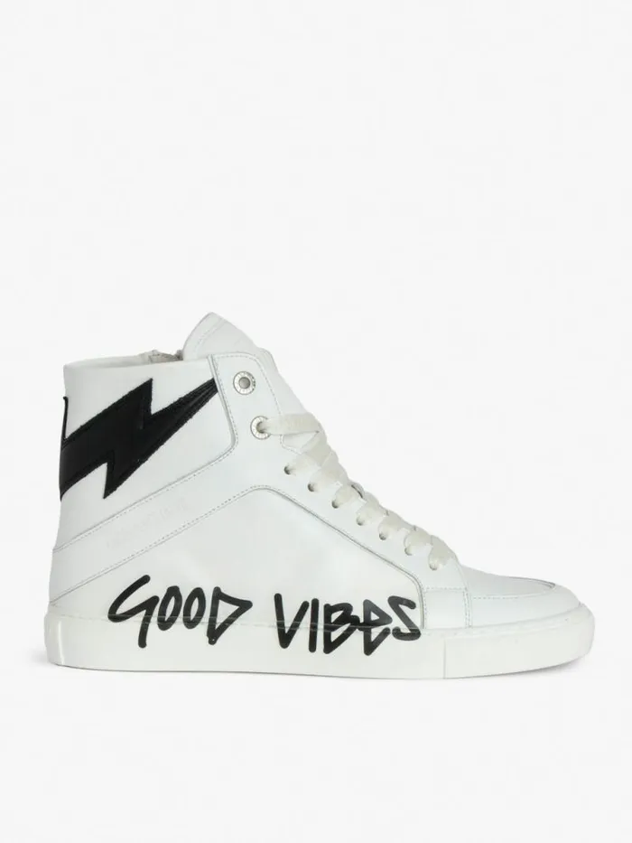 WomenMen Zadig and Voltaire Sneakers ZV1747 High Flash Good Vibes Sneakers Black