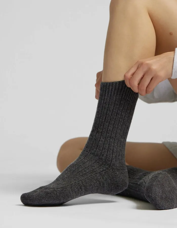 Women Merino Wool Blend Sock Coffee Brown Colorful Standard Socks