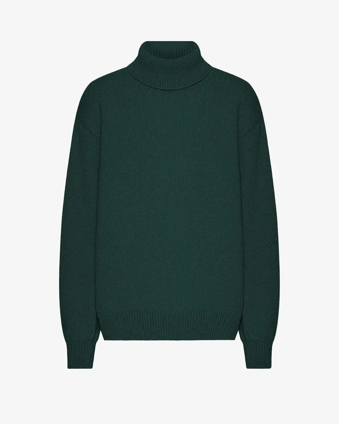 Women Merino Wool Turtleneck 8211 Emerald Green Knit Sweaters Colorfulstandard