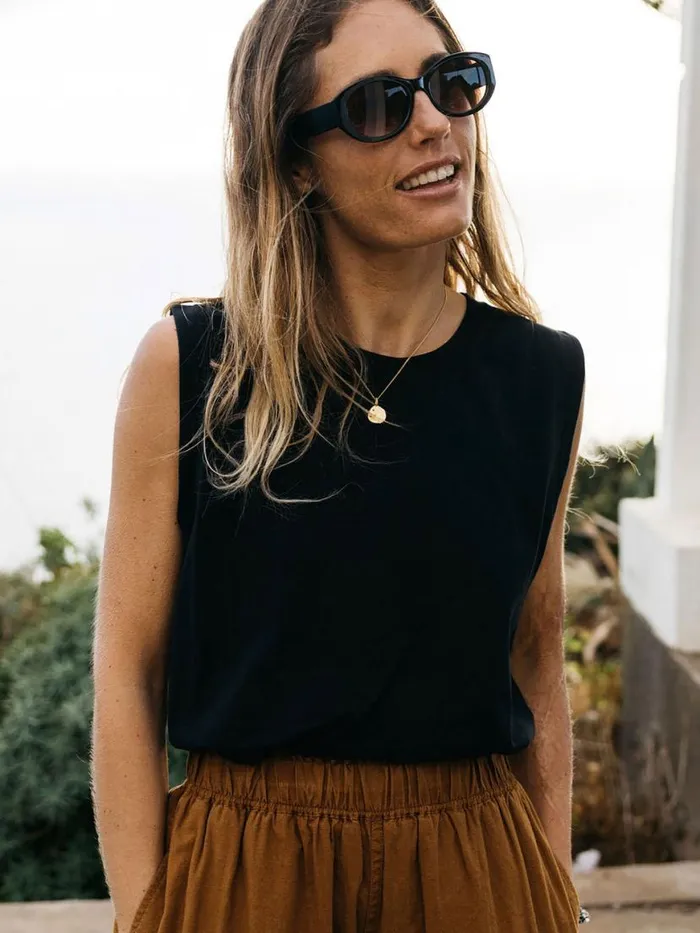 Women Meskel Vest Black Finisterre Tops and Shirts