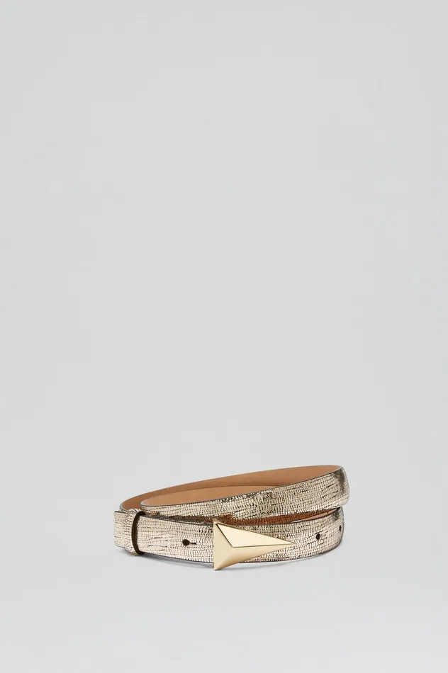 Women METALLIC TRIANGLE TRIM BELT 2 GOLD Leather Scanlan Theodore Women METALLIC TRIANGLE TRIM BELT 2 GOLD Leather Scanlan Theodore