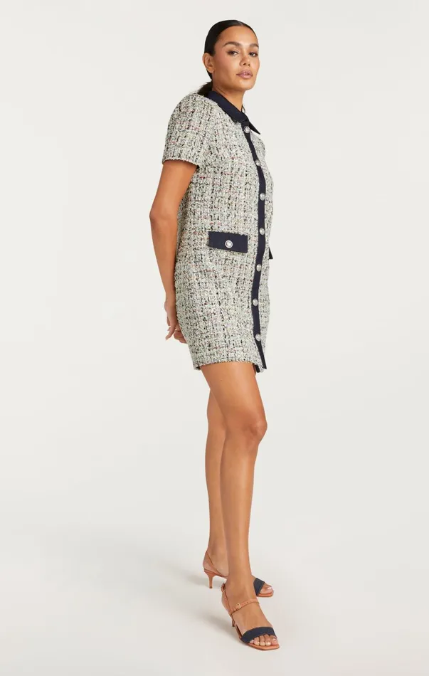 Women Mini Cinq Sept Anya Boucle Pammy Dress Patina Multi