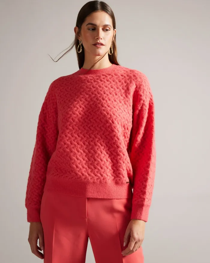 Women MORLEA 8211 Horizontal Cable Relaxed Jumper Coral Ted Baker Jumpers and Cardigans Women MORLEA 8211 Horizontal Cable Relaxed Jumper Coral Ted Baker Jumpers and Cardigans