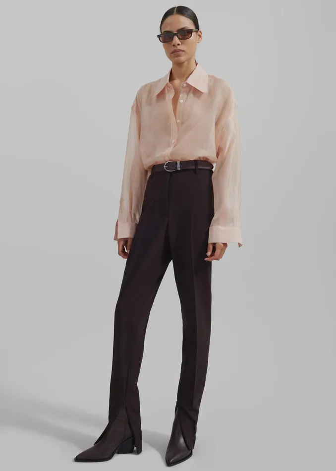 Women Nel Sheer Button Up Shirt 8211 Pink The Frankie Shop Tops