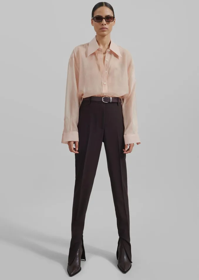 Women Nel Sheer Button Up Shirt 8211 Pink The Frankie Shop Tops