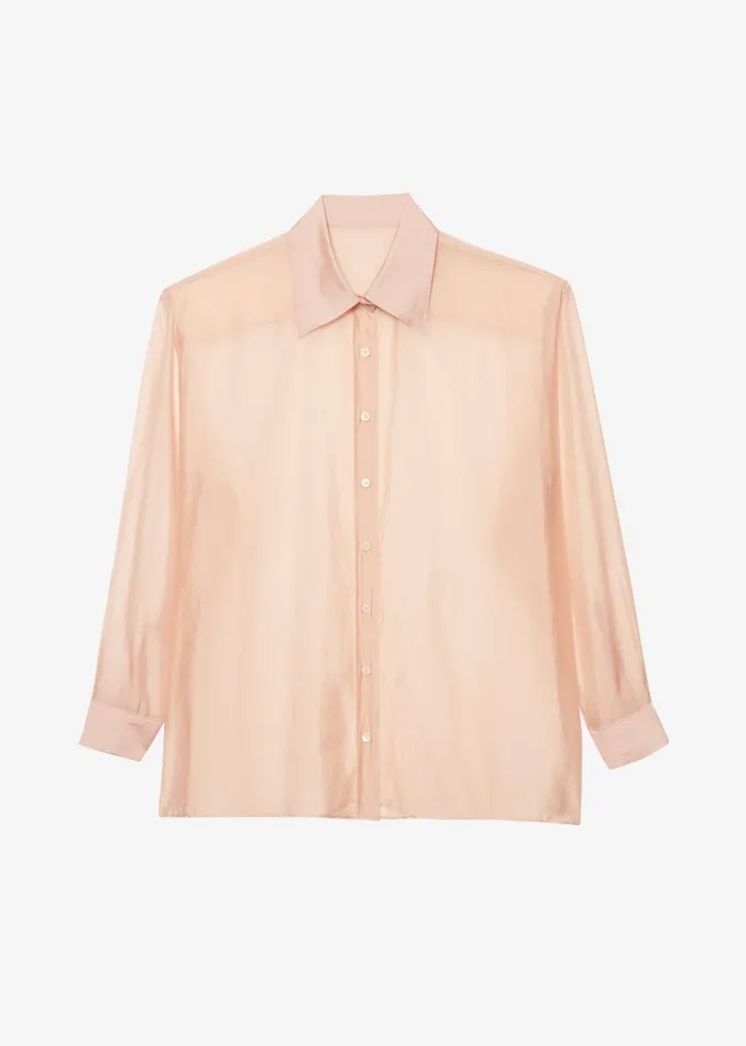 Women Nel Sheer Button Up Shirt 8211 Pink The Frankie Shop Tops