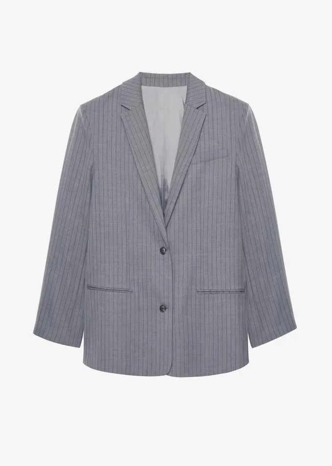 Women Nettie Oversized Blazer 8211 Grey Stripe The Frankie Shop Outerwear