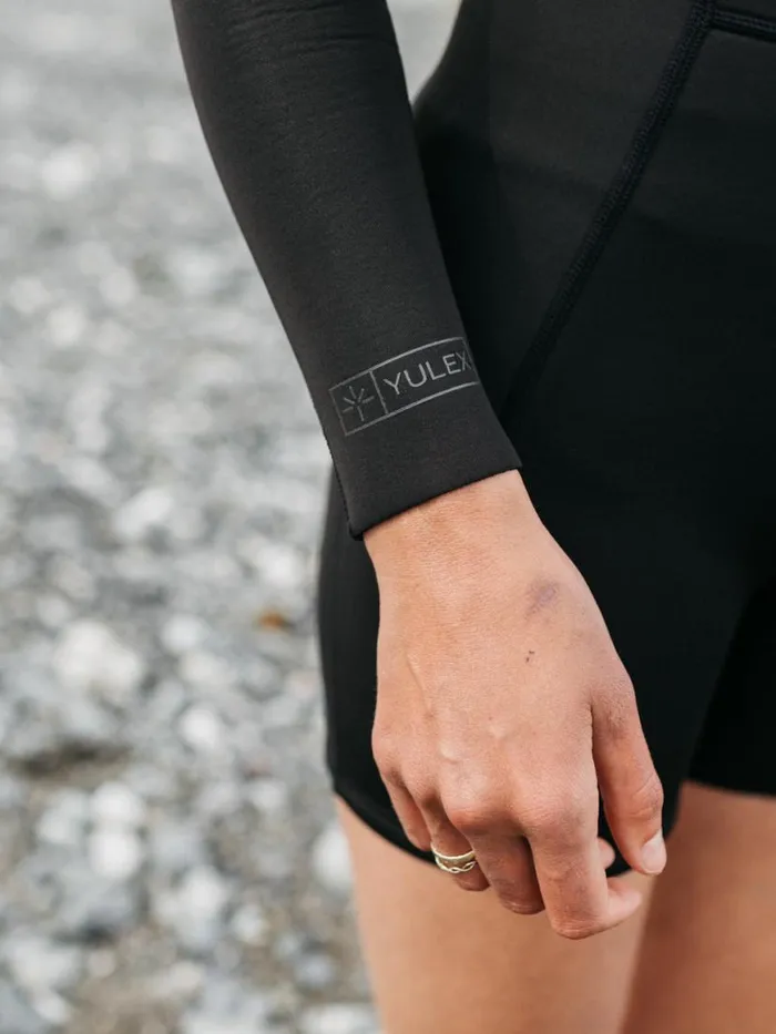 Women Nieuwland 2mm Yulex Long Sleeve Shorty Wetsuit Black Finisterre Swimwear and Bikinis