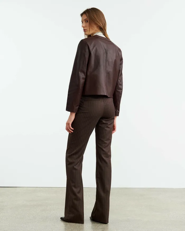 Women Nili Lotan CORETTE PANT Brown Pinstripe Pants and Shorts