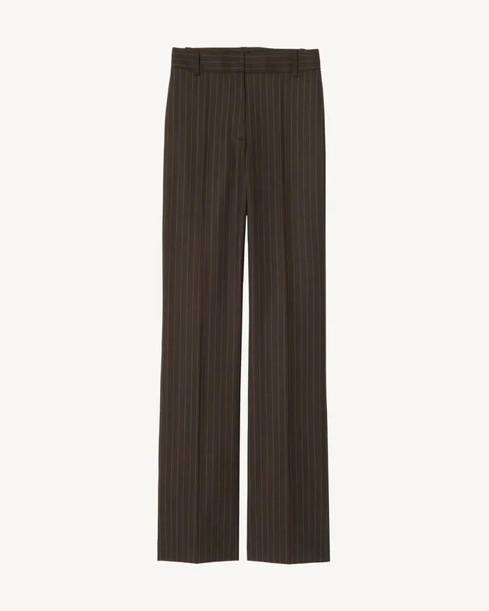 Women Nili Lotan CORETTE PANT Brown Pinstripe Pants and Shorts