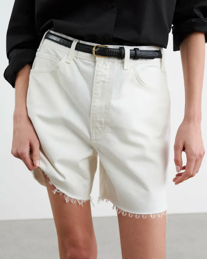 Women Nili Lotan RUSSEL DENIM SHORT Cream Pants and Shorts