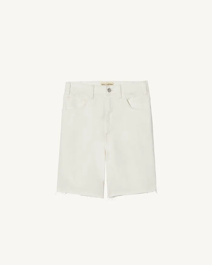 Women Nili Lotan RUSSEL DENIM SHORT Cream Pants and Shorts