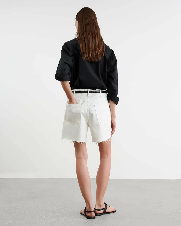 Women Nili Lotan RUSSEL DENIM SHORT Cream Pants and Shorts