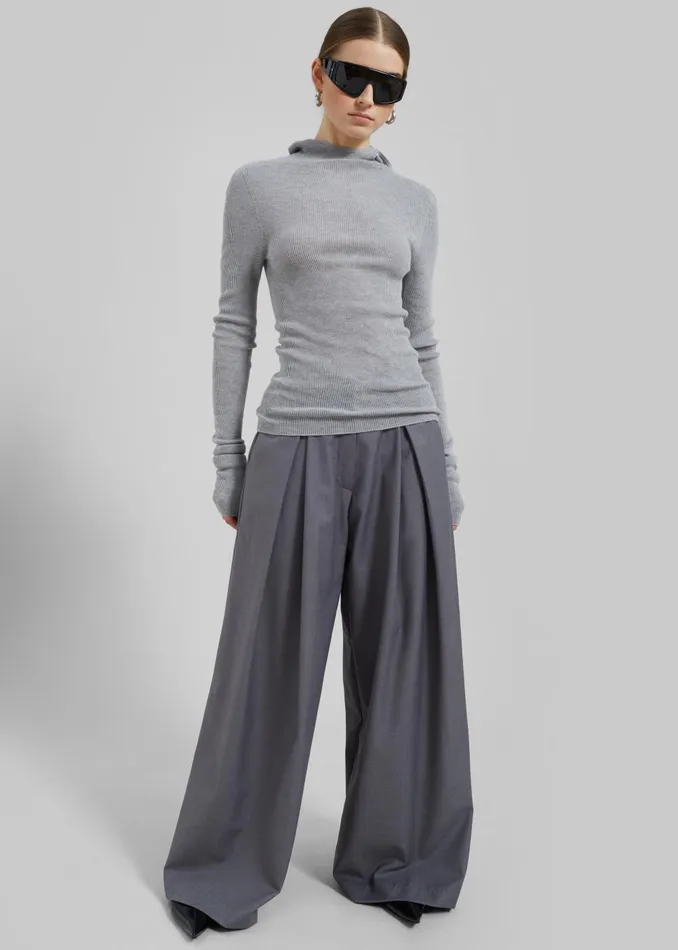 Women Noor Wide Pants 8211 Grey The Frankie Shop Bottoms