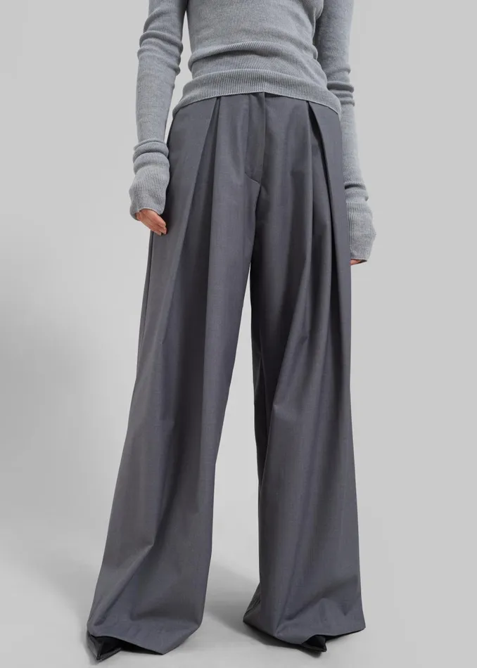 Women Noor Wide Pants 8211 Grey The Frankie Shop Bottoms