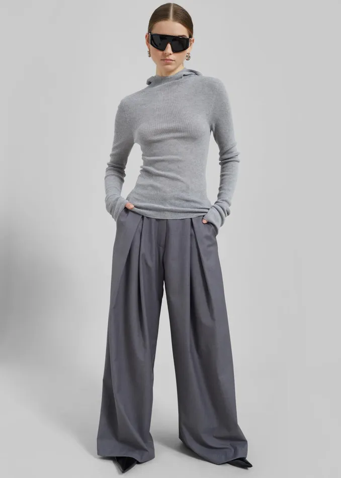 Women Noor Wide Pants 8211 Grey The Frankie Shop Bottoms