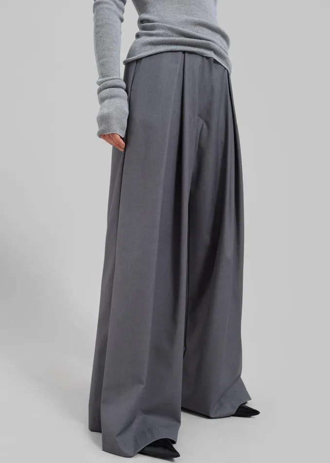 Women Noor Wide Pants 8211 Grey The Frankie Shop Bottoms