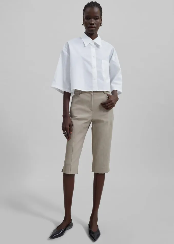Women Odem Cropped Shirt 8211 White The Frankie Shop Tops