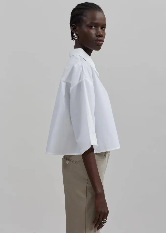 Women Odem Cropped Shirt 8211 White The Frankie Shop Tops