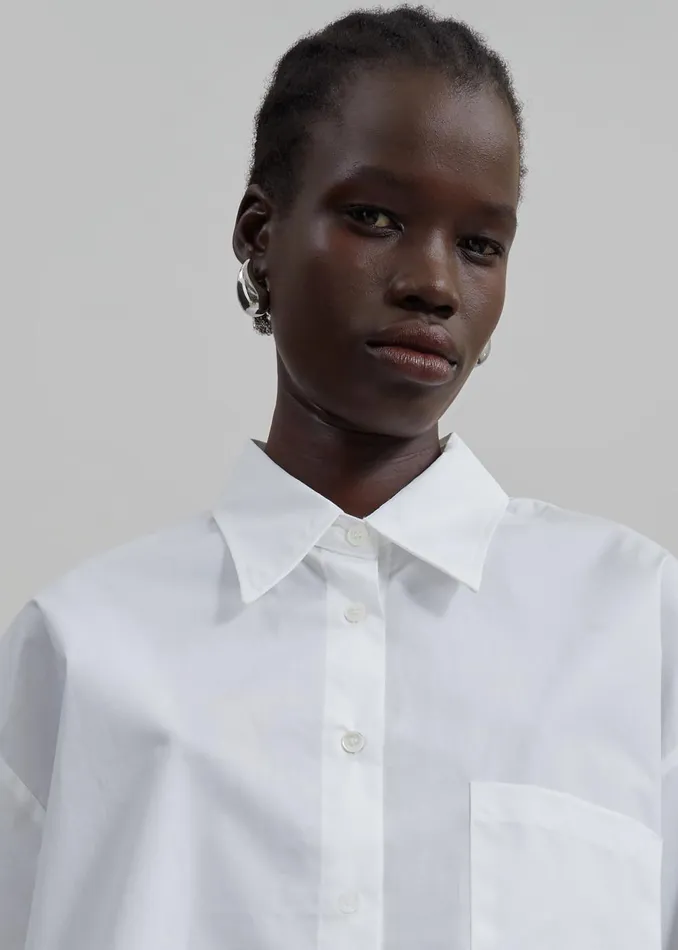 Women Odem Cropped Shirt 8211 White The Frankie Shop Tops