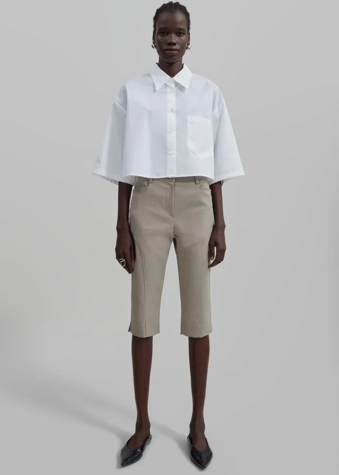 Women Odem Cropped Shirt 8211 White The Frankie Shop Tops