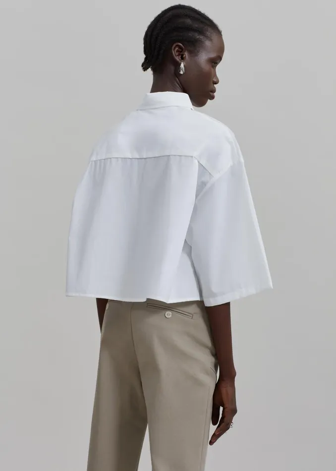 Women Odem Cropped Shirt 8211 White The Frankie Shop Tops