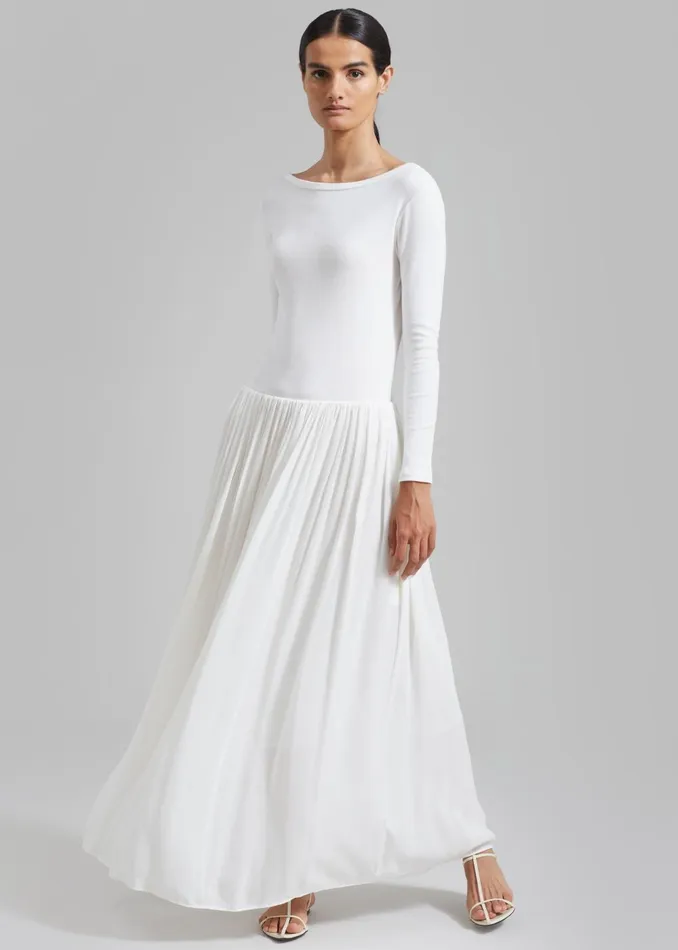 Women Odette Gathered Skirt Maxi Dress 8211 White The Frankie Shop Dresses