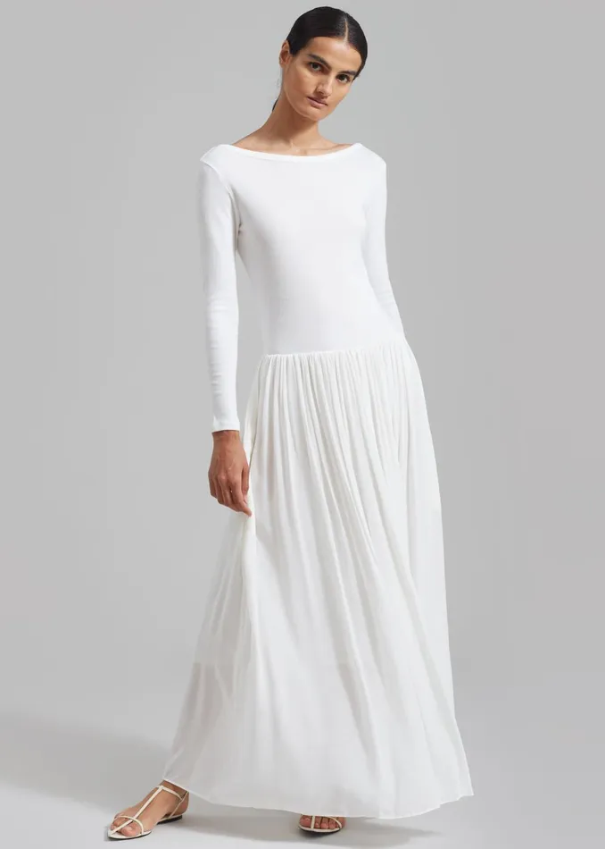 Women Odette Gathered Skirt Maxi Dress 8211 White The Frankie Shop Dresses