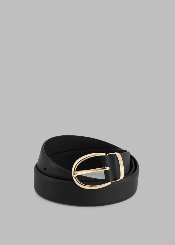 Women Ora Leather Belt 8211 BlackGold The Frankie Shop