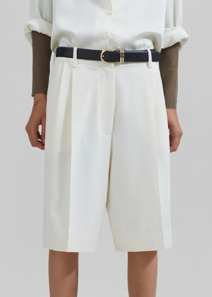 Women Ora Leather Belt 8211 BlackGold The Frankie Shop